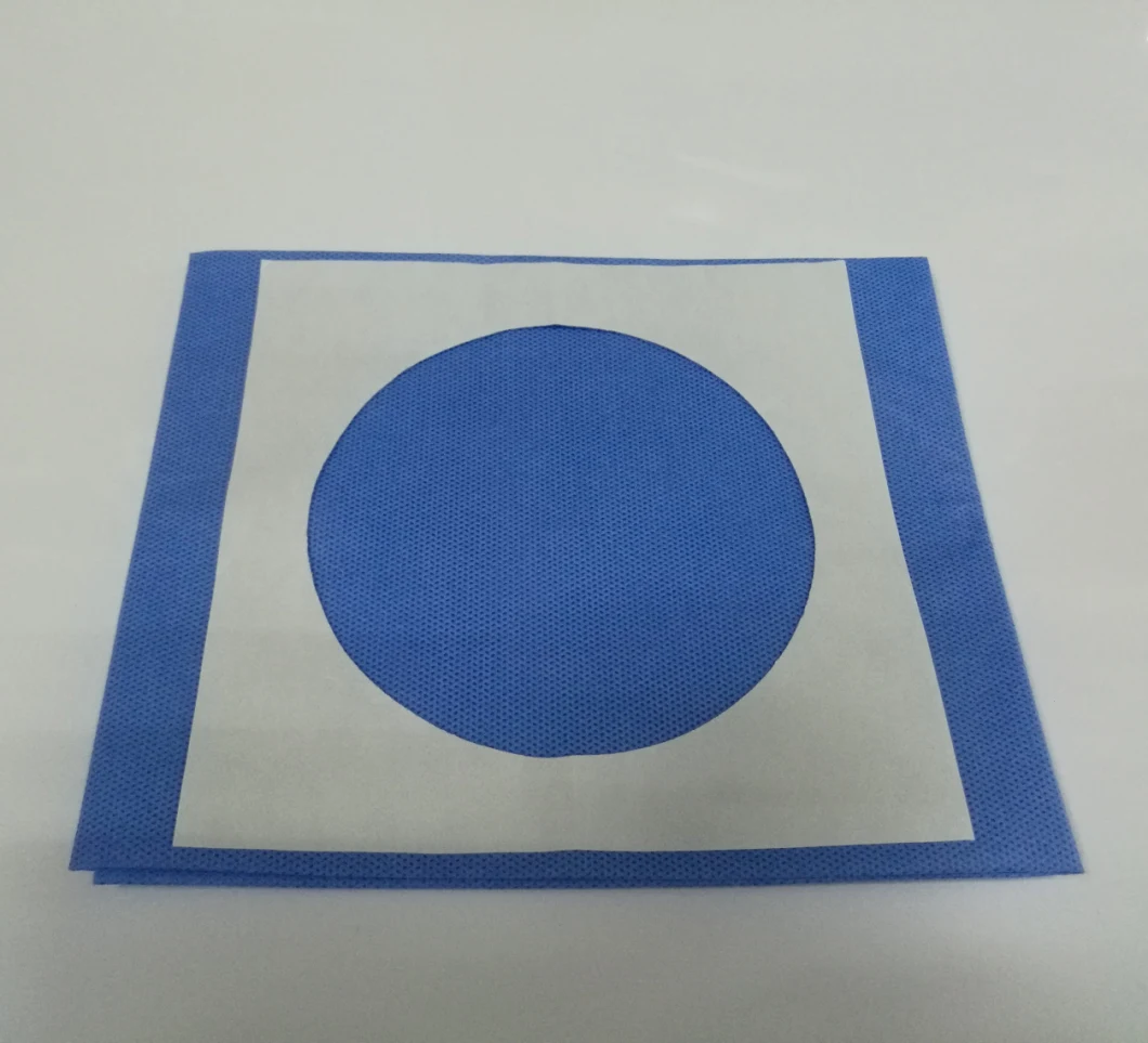 Fenstrated Surgical Drape with Hole and Adhesive